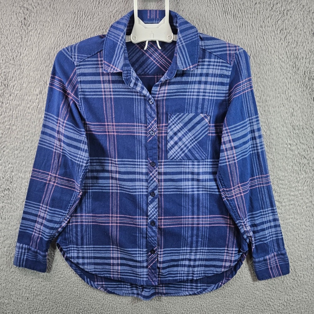 Orvis Classic Collection Plaid Flannel Shirt Womens Small S Blue Pink Button Up